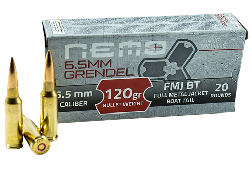 Nemo Arms 65Gna120ppu   6.5 Grendel 120 GR Full Metal Jacket Boat Tail 20 Per Box/ 20 CS