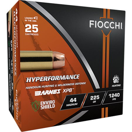 Fiocchi Hyperformance Hunt 44 Mag 225 grain XPB Jacketed Hollow Point Pistol Ammo, 25 Rounds, 44MBA