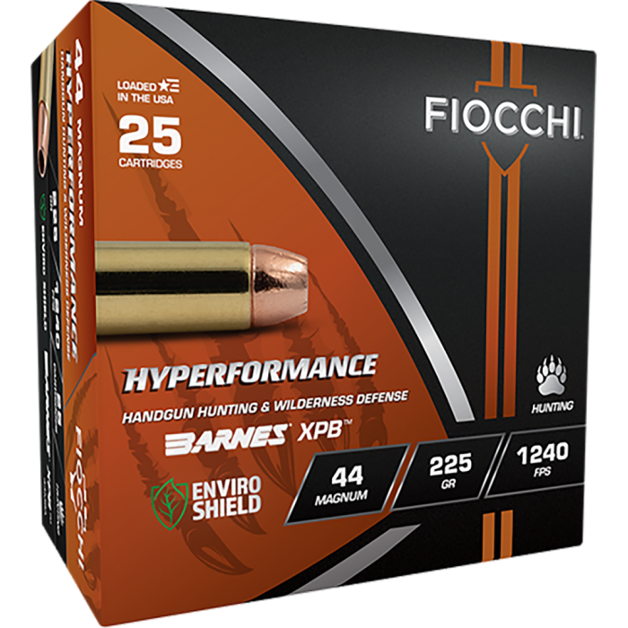 Fiocchi Hyperformance Hunt 44 Mag 225 grain XPB Jacketed Hollow Point Pistol Ammo, 25 Rounds, 44MBA