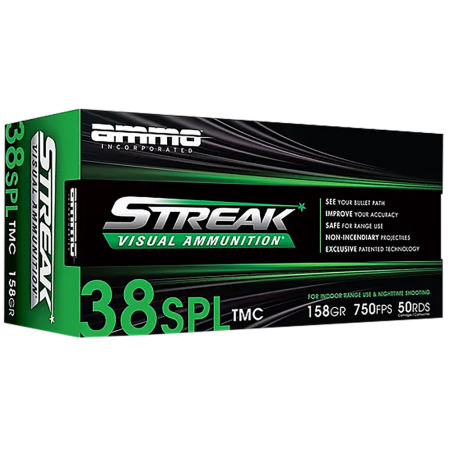 Ammo Inc Streak Visual Green 38 Special, 158gr, Total Metal Case, 50rd Box