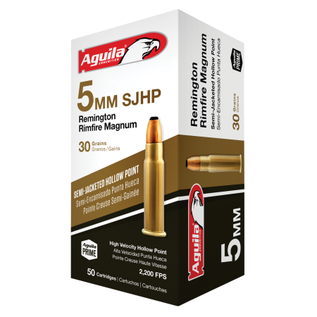 Aguila 5mm Remington Rimfire Magnum 30gr SJHP Rimfire Ammo - 50 Rounds