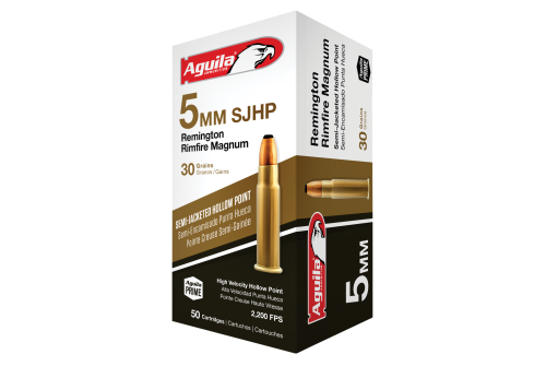 Aguila 5mm Remington Rimfire Magnum 30gr SJHP Rimfire Ammo - 50 Rounds