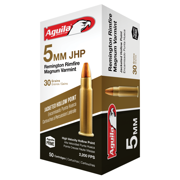 Aguila Special 5mm Remington Rimfire Mag 30gr, Jacketed Hollow Point, 50rd Box