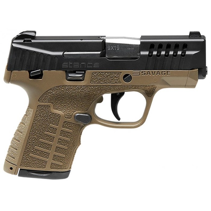 Savage Arms Stance 9mm Luger 3.20" Barrel 7/10 Rounds FDE Frame with MS Black Stainless Steel Ported Slide