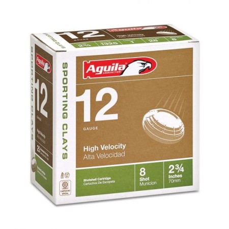 Aguila Field 12 Gauge 2-3/4 inches 8 Shot 1-1/4 oz High Velocity Lead Shotshell, Birdshot, 25/Box - 1CHB1208