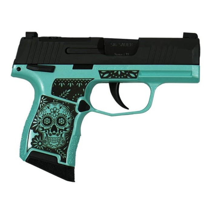 P365 9MM 3.1 BLK STRIKR XRAY3 OPTIC READY 2 MAGS MAN SAFETY-SUGAR SKULL TI