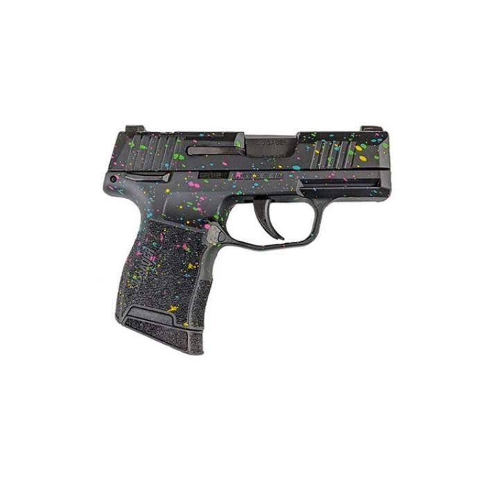 P365 9MM 3.1IN STRIKER Blk Base Frame & Slide Multi-Color Paint Splatte