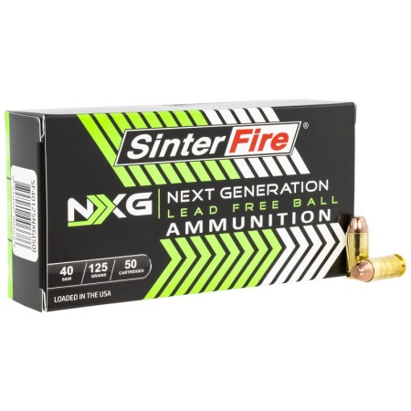 SinterFire NXG Lead Free Ball 40S&W 125 Grain Brass Cased Pistol Ammo, 50 Rounds, SF40125NXG