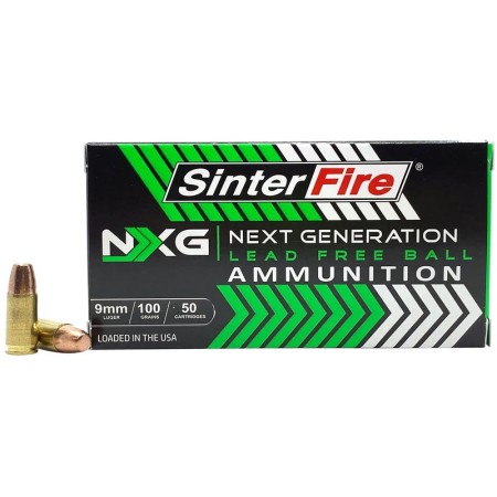 SinterFire NXG Lead Free Ball 9 mm Luger 100 Grain Brass Cased Pistol Ammo, 50 Rounds, SF9100NXG