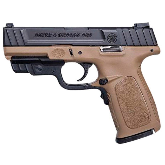 Smith and Wesson SD9 Pistol Flat Dark Earth Frame 9mm 4" Barrel 16-Rounds with CMT Laser