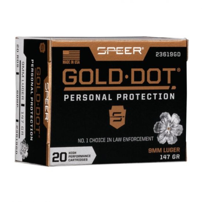 Speer Gold Dot Personal Protection 9mm 147 gr GDHP 20 Rounds Ammunition - 23619GD