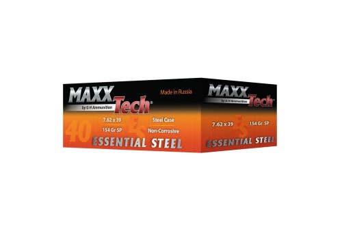 Maxxtech Essential Steel Case Rifle Ammunition 7.62X39 154Gr SP 1000/Ct (25-40Rd Boxes) ES076214C