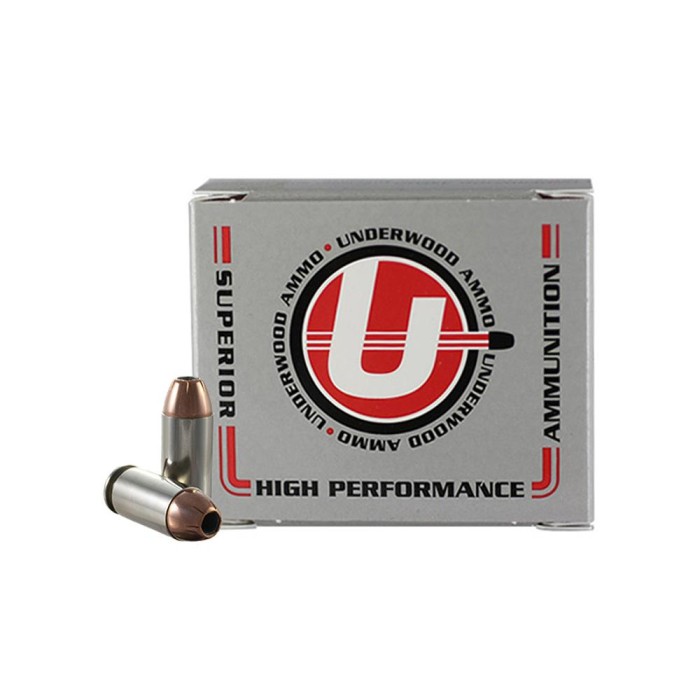 Underwood Ammo .40 S&W 155 Grain Jacketed Hollow Point Nickel Plated Brass Cased Pistol Ammo, 20 Rounds, 223