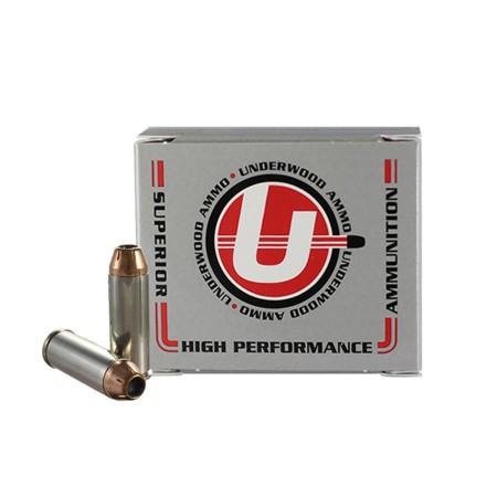 Underwood Ammo .45 Colt +P 250 Grain Jacketed Hollow Point Nickel Plated Brass Cased Pistol Ammo, 20 Rounds, 434