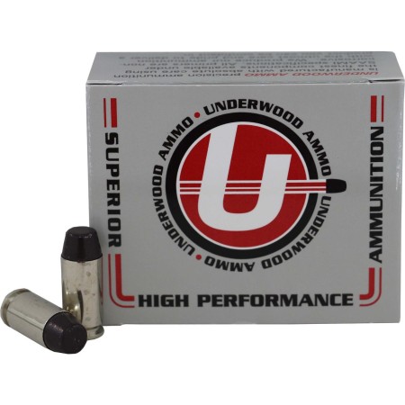 Underwood Ammo .40 S&W 200 Grain Coated Hard Cast Nickel Plated Brass Cased Pistol Ammo, 20 Rounds, 740