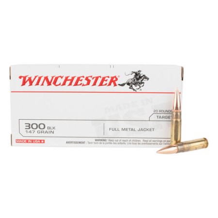 Winchester USA Rifle Ammunition .300 Blackout 147 gr FMJ 1920 fps 20/ct