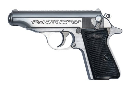 WALTHER PP 380ACP STAINLESS 7RD BLACK SYNTHETIC GRIPS