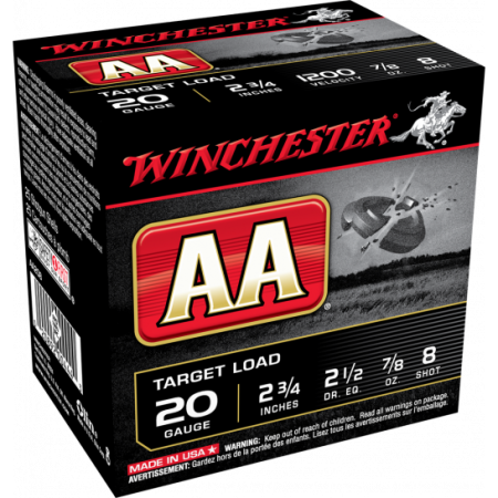 Winchester AA Target Load 20 ga 2.75" #8 7/8 oz. 25 Shotshells- AA208