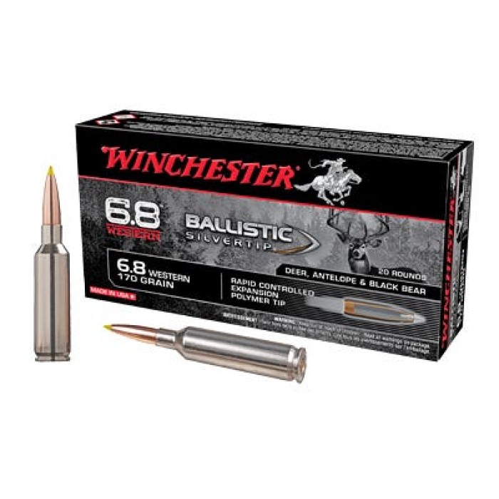 Winchester Ammo SBST68W Ballistic Silvertip 6.8 Western 170 gr Rapid Controlled Expansion Polymer Tip 20 Bx