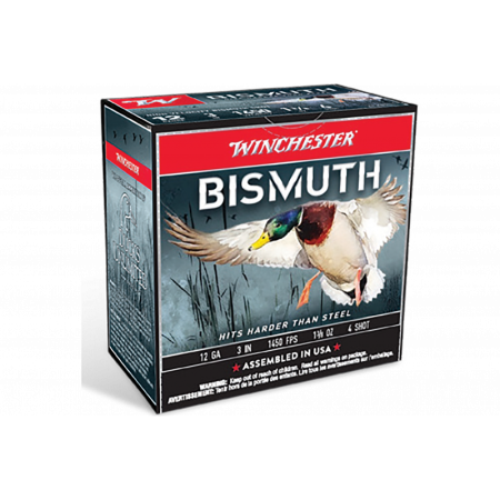 Winchester Bismuth 12 Gauge 3in Size 4 Centerfire Shotgun Buckshot Ammunition, 25 Rounds, SWB1234