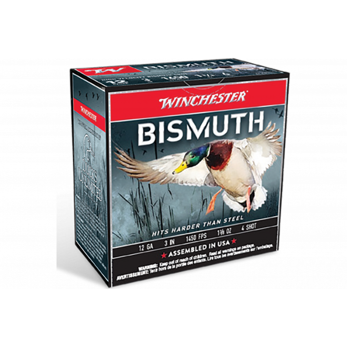 Winchester Bismuth 12 Gauge 3in Size 4 Centerfire Shotgun Buckshot Ammunition, 25 Rounds, SWB1234