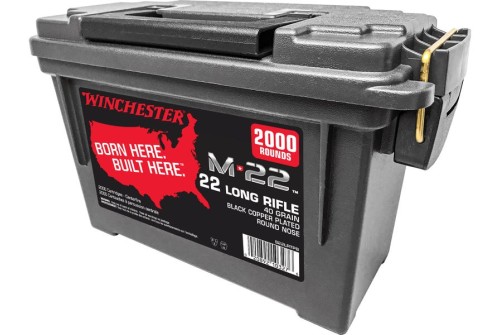 Winchester M-22 .22 Long Rifle 40 grain Copper Plated Lead Round Nose Rimfire Ammo, 2000 Rounds, S22LRTPB