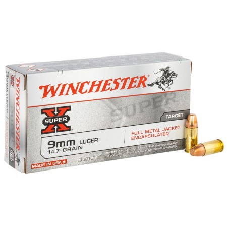 Winchester Ammo , Win X9mmsu2cnp 9mm Luger  147 Fmje    50/10