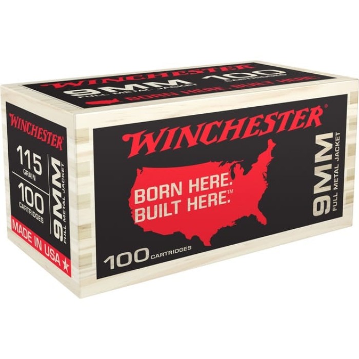 Winchester 9mm 115gr Fjm Wood Box 100rd