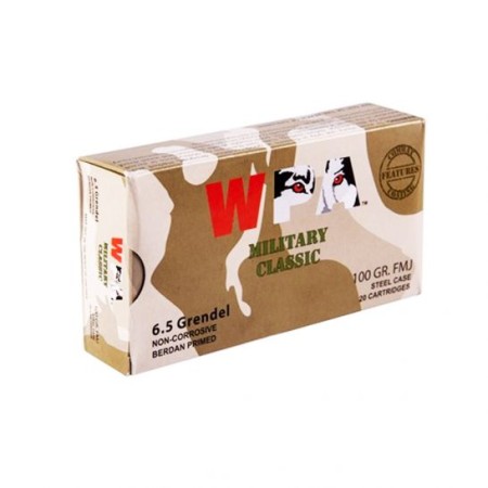 Wolf Steel Case 6.5 Grendel 100 gr FMJ 20 Rounds Ammunition - WPA65GrenFMJ