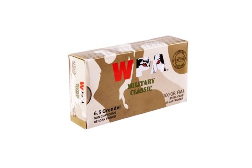 Wolf Steel Case 6.5 Grendel 100 gr FMJ 20 Rounds Ammunition - WPA65GrenFMJ