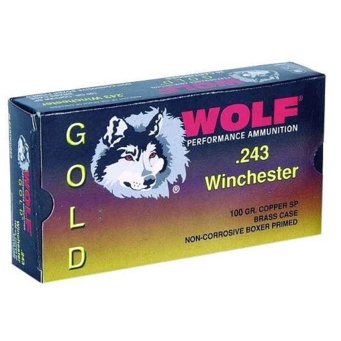 Wolf G243SP1 Gold 243 Winchester Jacketed Soft Point 100 GR 20 Box/25 Case