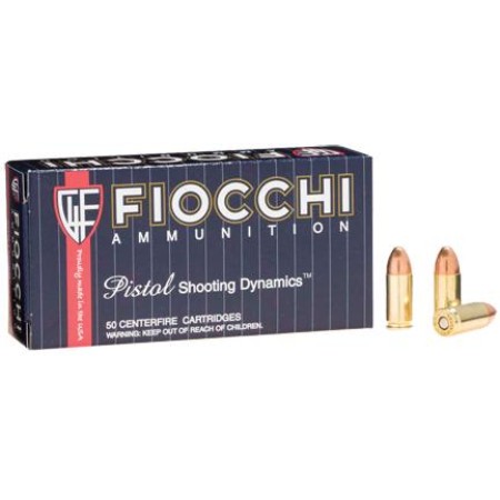 Fiocchi Pistol Shooting Dynamics Handgun Ammunition 9mm Luger 124 gr FMJ 50/Box, 9APB USA