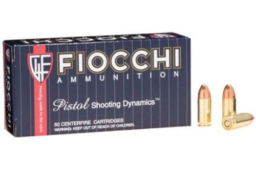 Fiocchi Pistol Shooting Dynamics Handgun Ammunition 9mm Luger 124 gr FMJ 50/Box, 9APB USA