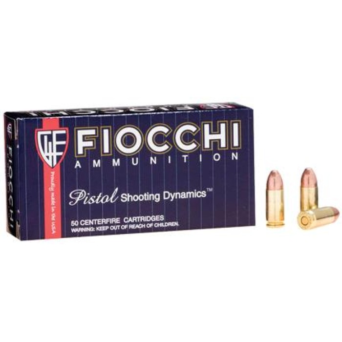 Fiocchi Pistol Shooting Dynamics Handgun Ammunition 9mm Luger 147 gr FMJ 50/Box, 9APD USA