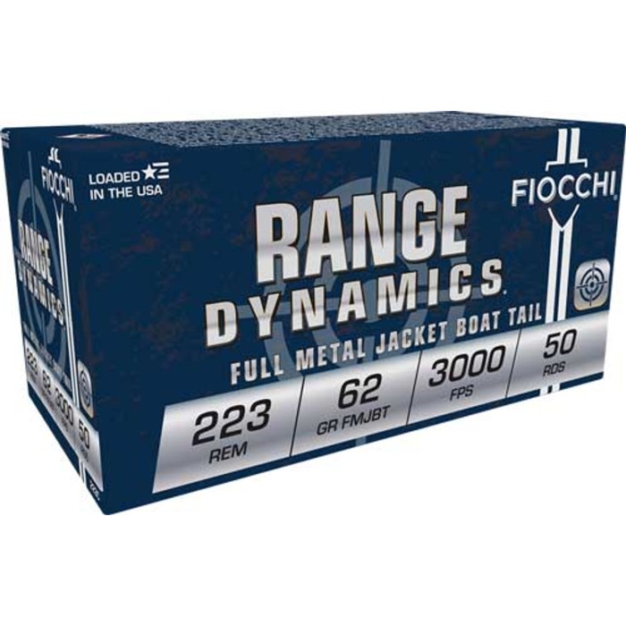 FIOCCHI Range Dynamics .223 Rem 62Gr FMJBT 1000rd Case Ammo (223C-CASE)