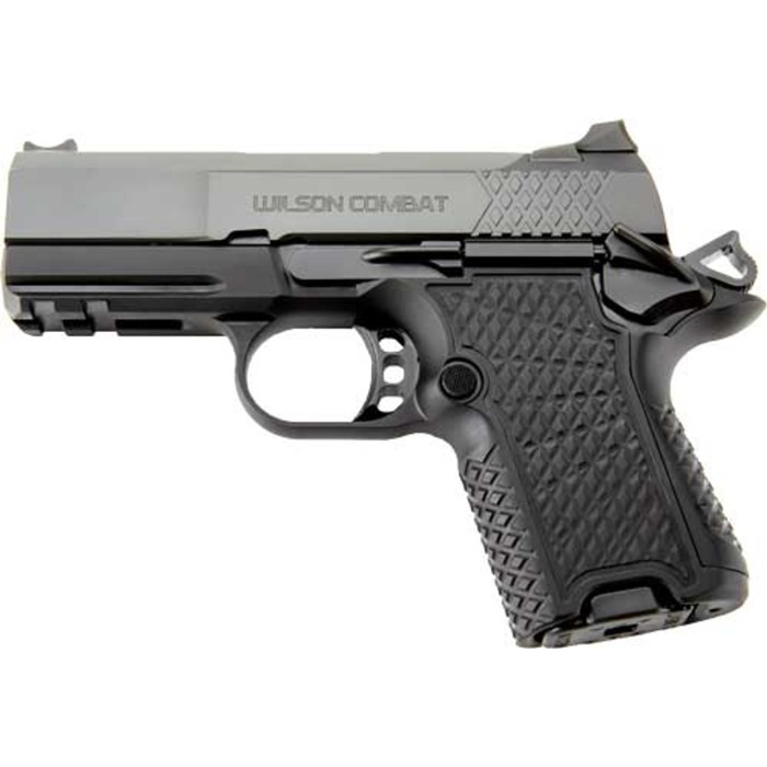 Wilson Combat SFX9, Semi-automatic, Sub-Compact, 9mm, Metal Frame Pistol, 3.25" Barrel, Aluminum, DLC Finish, Black, Mag Out Safety, 15 Rounds, 2 Magazines, Lightrail