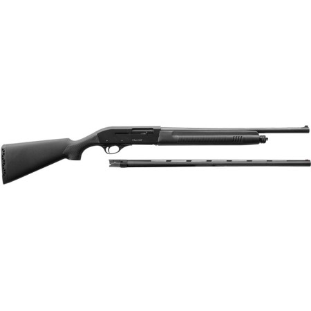 EAA Akkar Churchill 220 Combo 20 Ga, 3", 18.5" & 26" Barrels, Black, 18.5" Barrel- Ramp Front Sight, Cyl Fixed Choke, 26" -Fiber Optic Bead, Impr Cyl/Mod/Full Chokes, 4rd