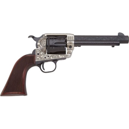 Pietta 1873 GW2 Deluxe Alchimista III 45 Colt, 5.50" Barrel, Blued Engraved Walnut Army Checkered Grip, 6rd