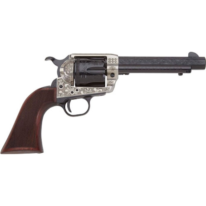 Pietta 1873 GW2 Deluxe Alchimista III 45 Colt, 5.50" Barrel, Blued Engraved Walnut Army Checkered Grip, 6rd