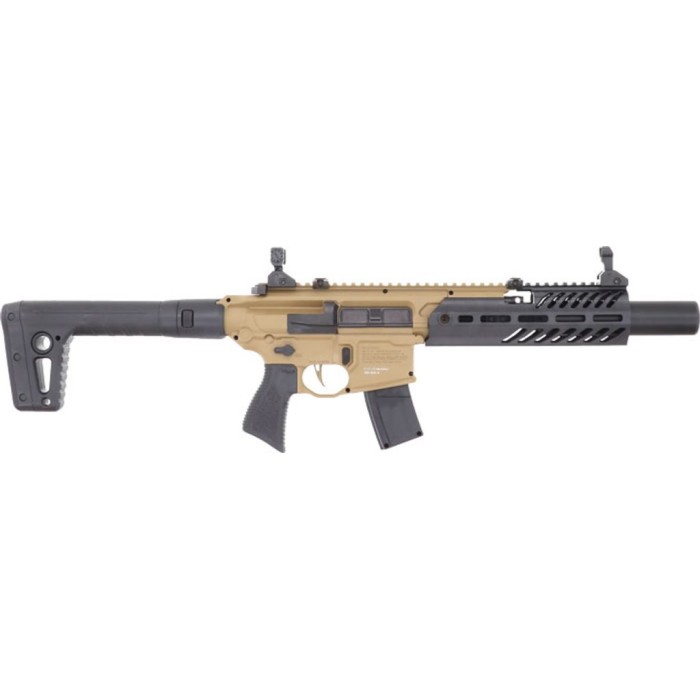 Sig Sauer Airguns AIRMCXCANEBRAKE MCX Canebrake Air  CO2 Not Included 177 Pellet 30rd FDE Metal Rec Removable Fixed Black Synthetic Stock Flat Trigger FlipUp Sights UPC: 798681642717