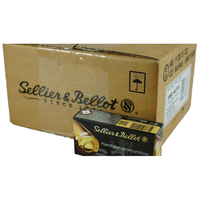 Sellier & Bellot Pistol & Revolver Ammo .380 Acp 92 GR Fmj 955Fps 1000/Ct Case (20 Boxes 50/Ct) SB380AC