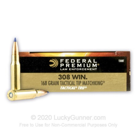 Federal Tactical TRU 308 Winchester Ammo 168 Grain Tactical Ballistic Tip