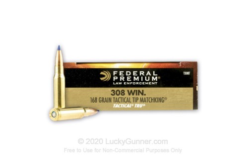 Federal Tactical TRU 308 Winchester Ammo 168 Grain Tactical Ballistic Tip