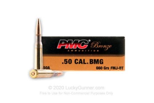 Pmc Bronze .50 Bmg Rifle Ammo - 660 Grain  Fmj-Bt  200Rd Case 50A