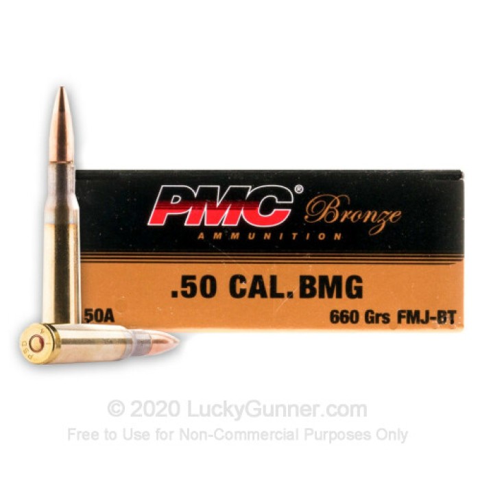 Pmc Bronze .50 Bmg Rifle Ammo - 660 Grain  Fmj-Bt  200Rd Case 50A