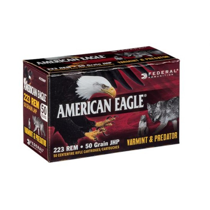 American Eagle 223 Remington 50gr JHP "Varmint/Predator" Ammunition 50rds - AE22350VP