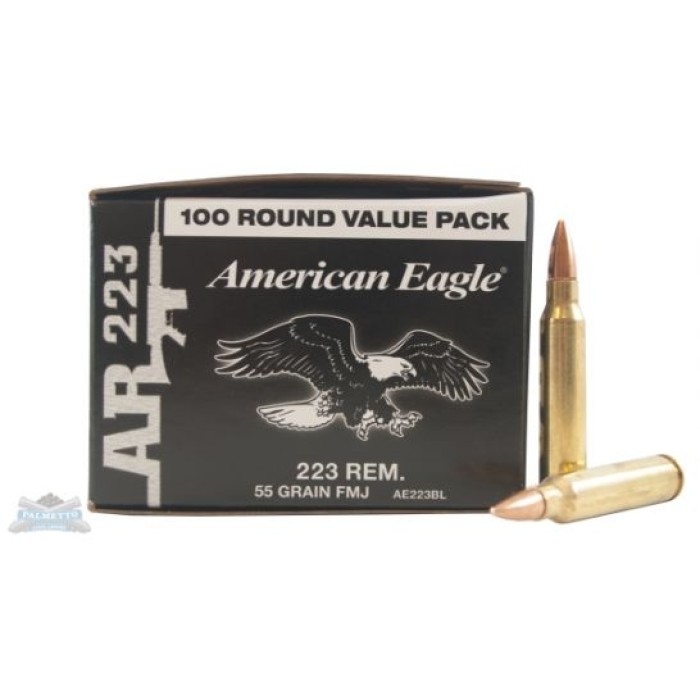 American Eagle 223 55gr FMJ-BT Ammunition 100 pack - AE223BL