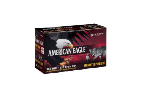 American Eagle 308 Winchester 130gr JHP "Varmint/Predator" Ammunition 40 rds - AE308130VP