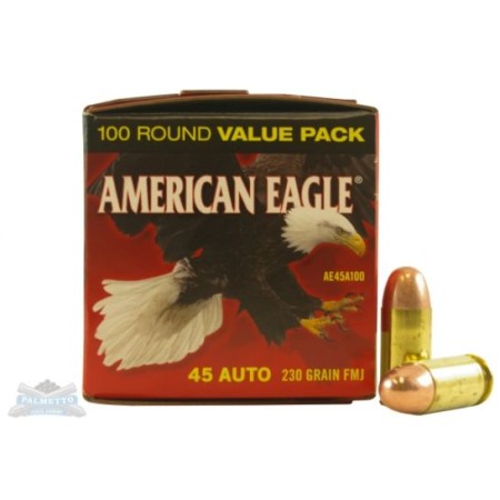 American Eagle 45 Auto/ACP 230gr FMJ Ammunition, 100 pack - AE45A100