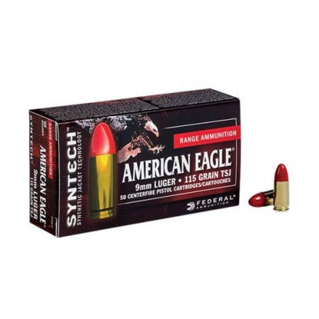 Federal American Eagle 9mm Ammo 115 Grain TSJ 50 rds/box - AE9SJ1